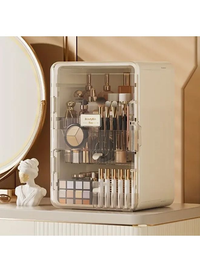 Dark Gray Makeup Organizer with Transparent Drawers Large Capacity Cosmetic Storage Box for Lipstick Skincare Vanity Essentials - Image 1